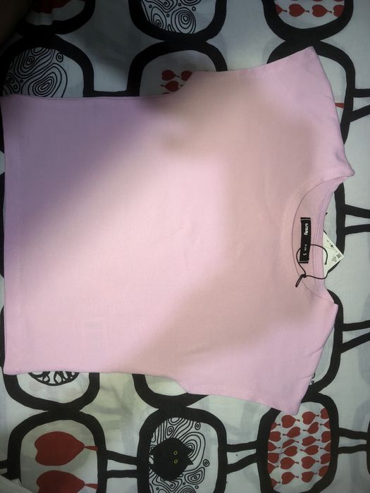 Top roz, pătrat cu mâneci scurte