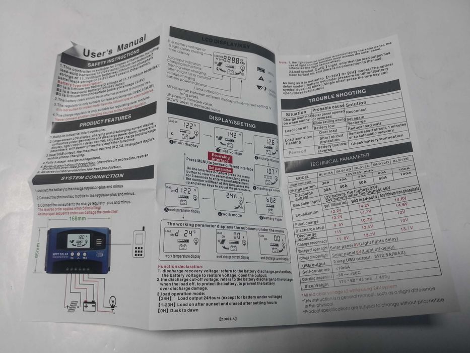 Controler/regulator panou solar MPPT 100 A, 12/24 V