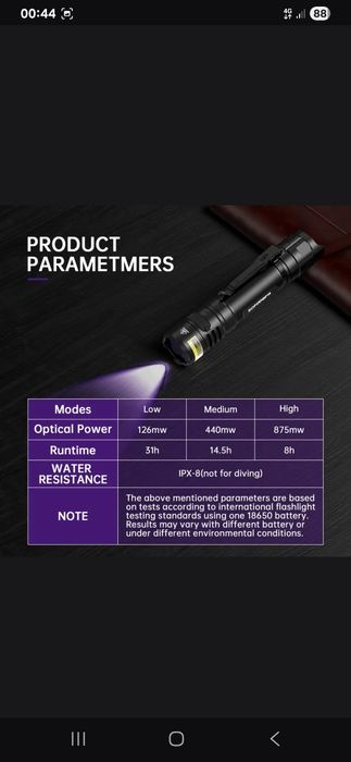 Sofirn Sf 16 ультрафиолетовый фонарь