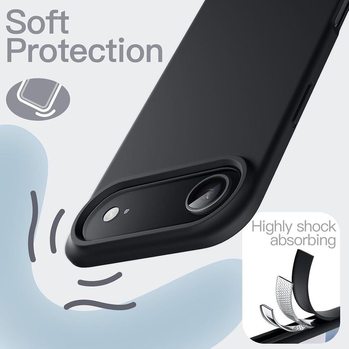 Матов силиконов кейс за apple iphone 17 air - черен
