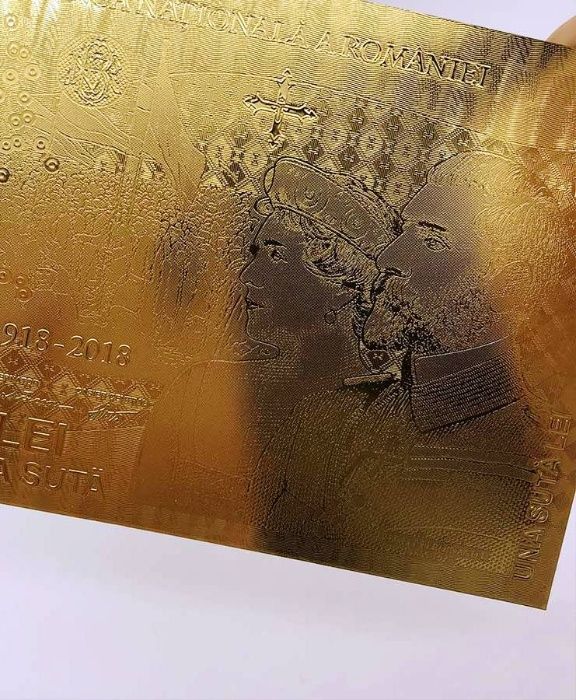 Bancnota 100 lei Centenar Unire aur 24k colectie gold 2018 UNC