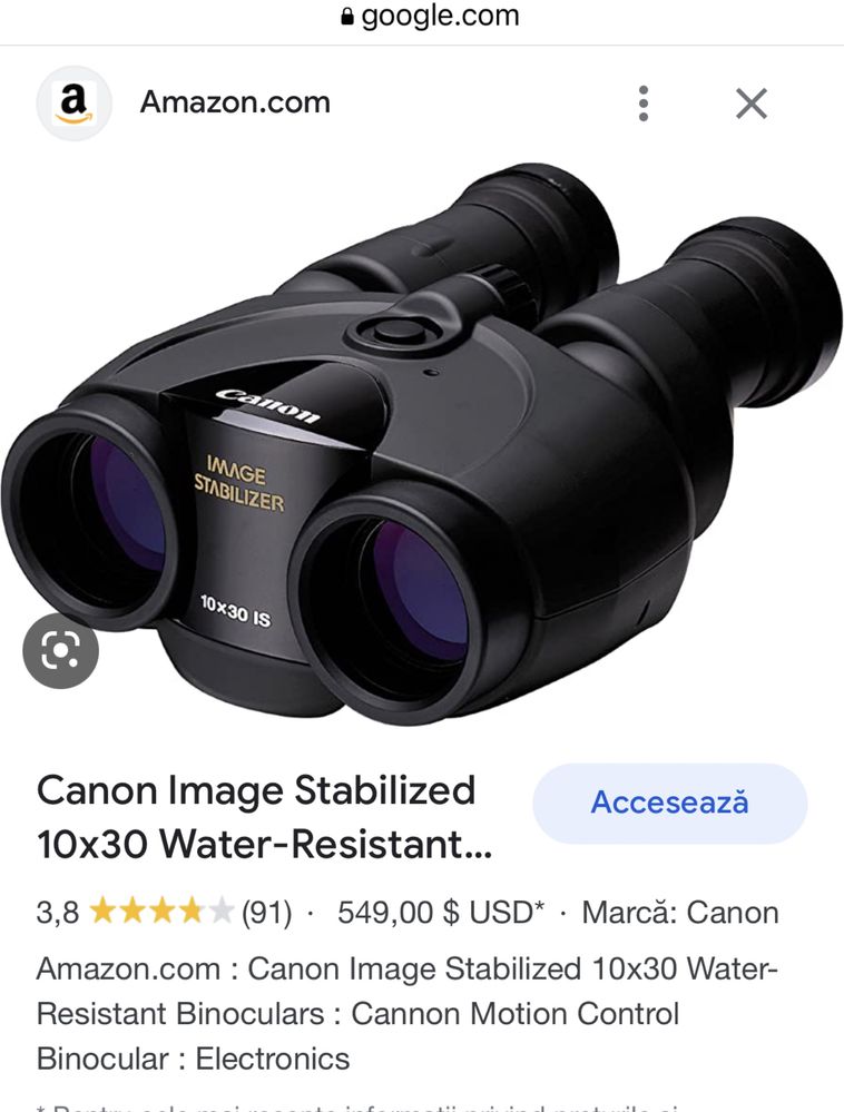 Binoclu Canon 10x30 is image stabilizer cu husa/pret fix