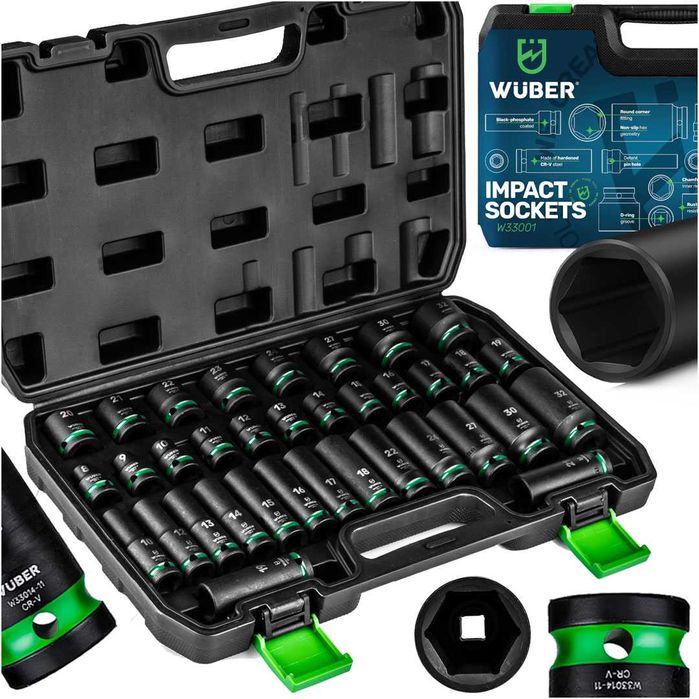Set chei tubulare impact 1/2” Wuber, 35 piese