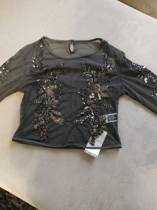 Bluza transparenta cu paiete