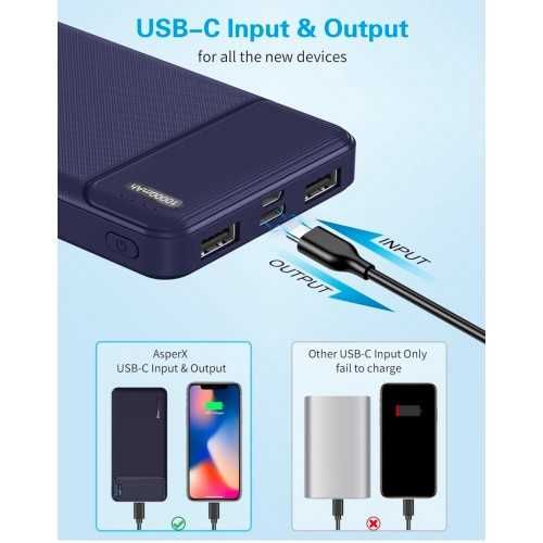 Комплект от 2 Power Bank батерии AsperX 10 000mAh Розов + Тъмно син