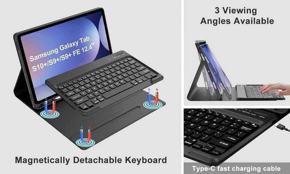 Калъф с Клавиатура с тъчпад - 12.4" Таблети SAMSUNG, Нов неразпечатван