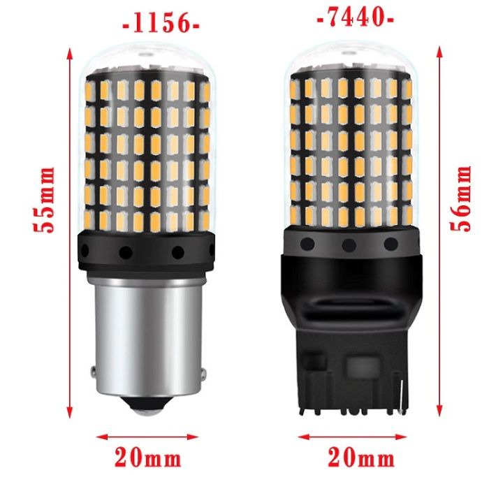 Супер Мощни LED крушки 7440 WY21W бяли 3000LM БЕЗ ЦОКЪЛ!!