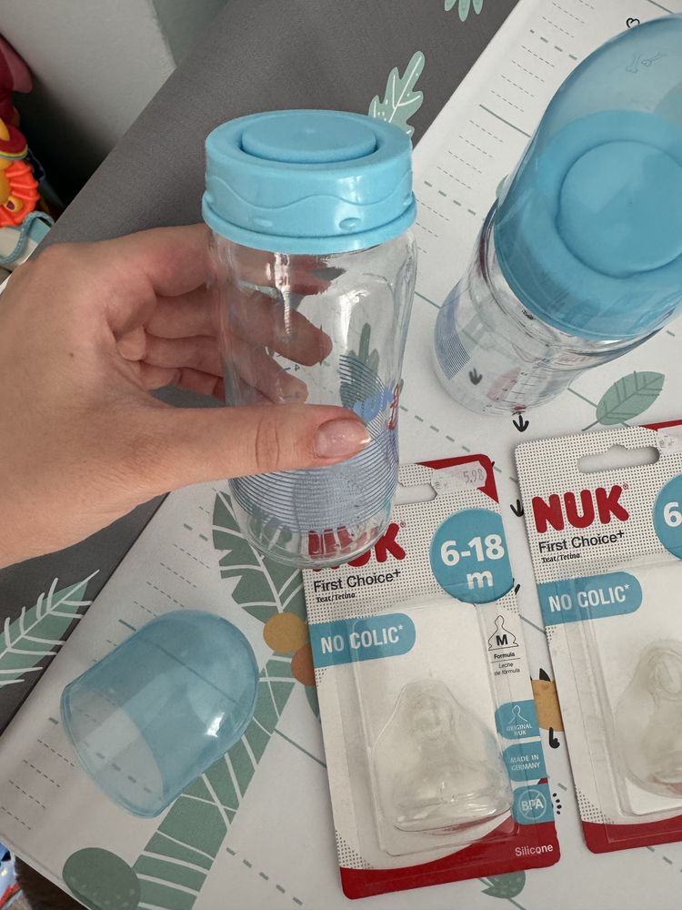 Nuk стъклени шишета + биберони