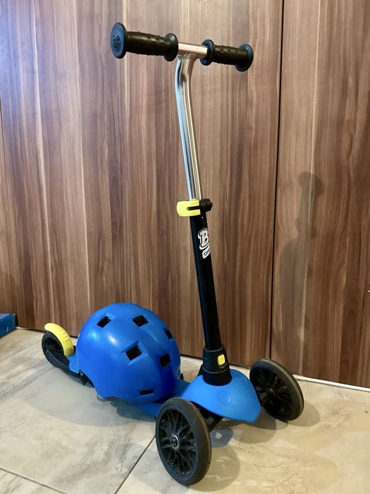 Trotinetă 3 roți Decathlon Oxelo si casca  Btwin B100 Albastru Copii