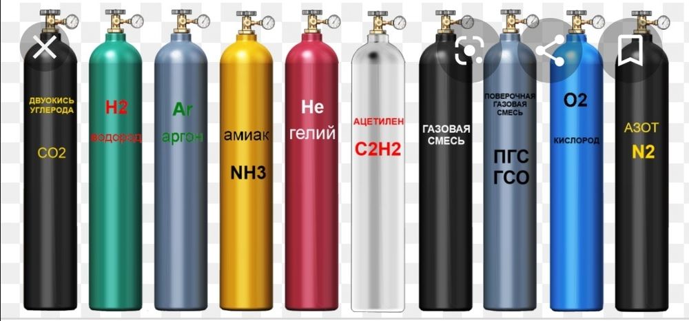 Аргон, азот, жидкий азот, газовые смеси, ацетилен, гелий, углекислый