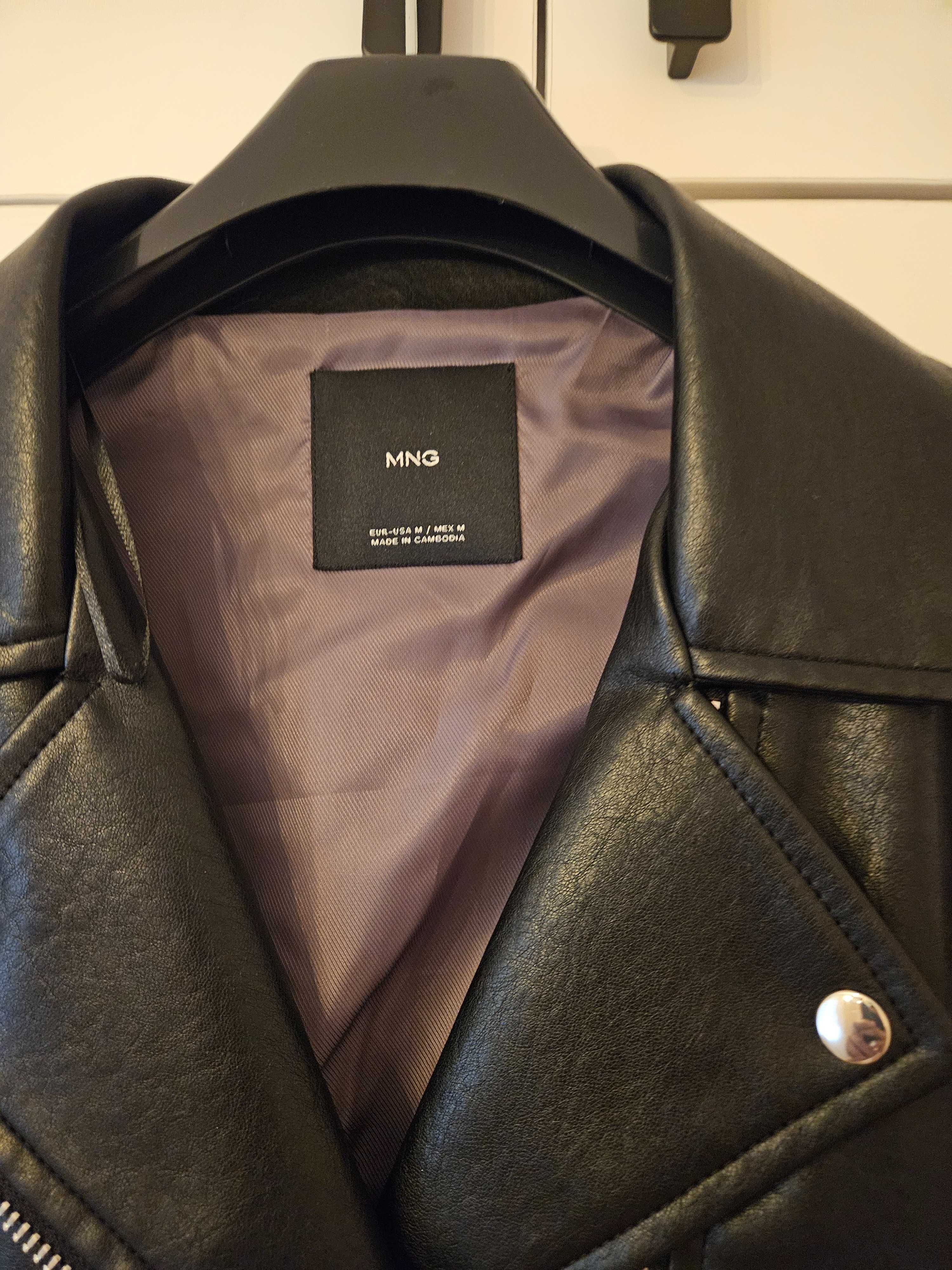 Кожено яке oversize Mango