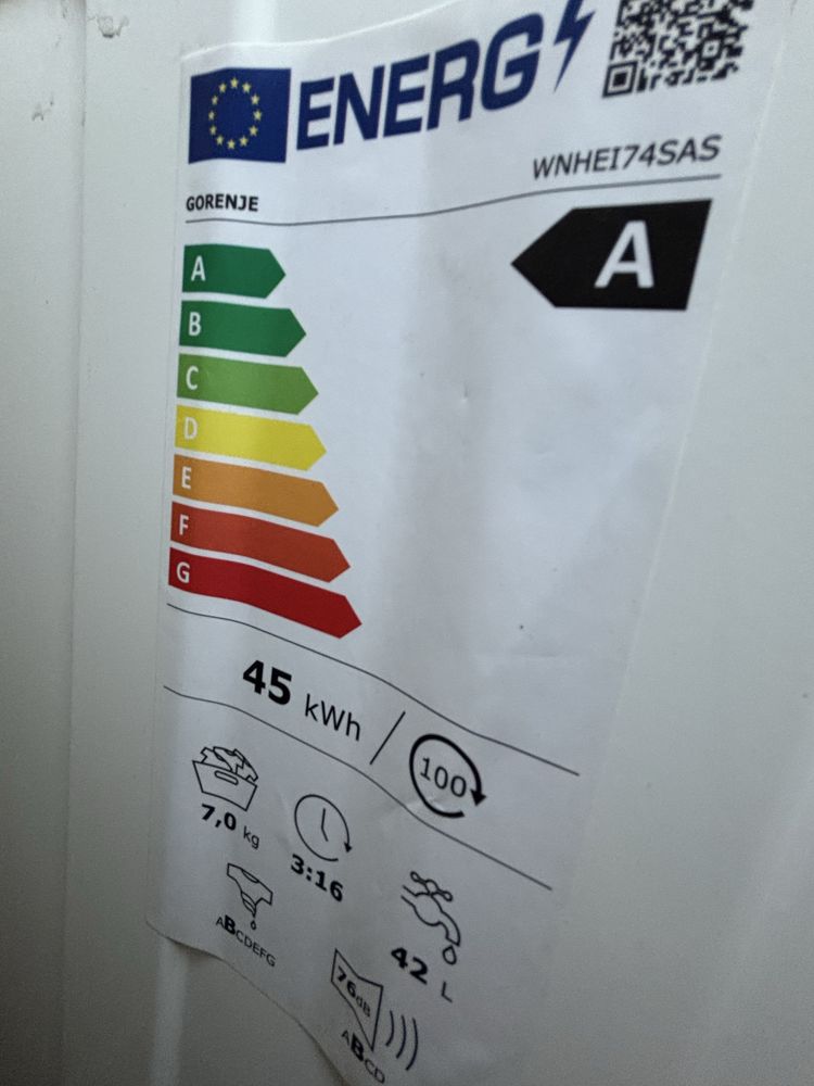 Пералня GORENJE WNHEI74SAS 7.0 kg, 1400 об/min, дълб 47см,ИНВЕРТ МОТОР