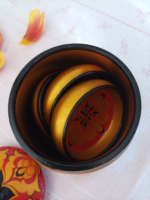 Дървен сет  ХОХЛОМА за декорация или използване