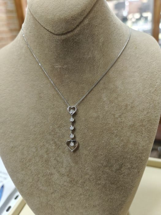 Lanț aur alb 18k 2.43gr cu diamante naturale 0.13ct (r)