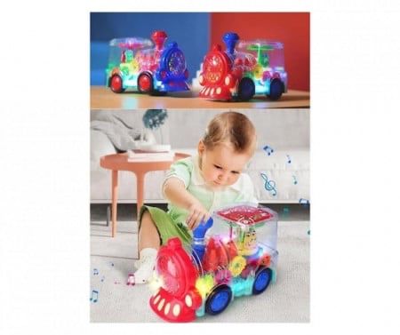 Locomotiva de jucarie, colorata, cu sunete si lumini, NOU