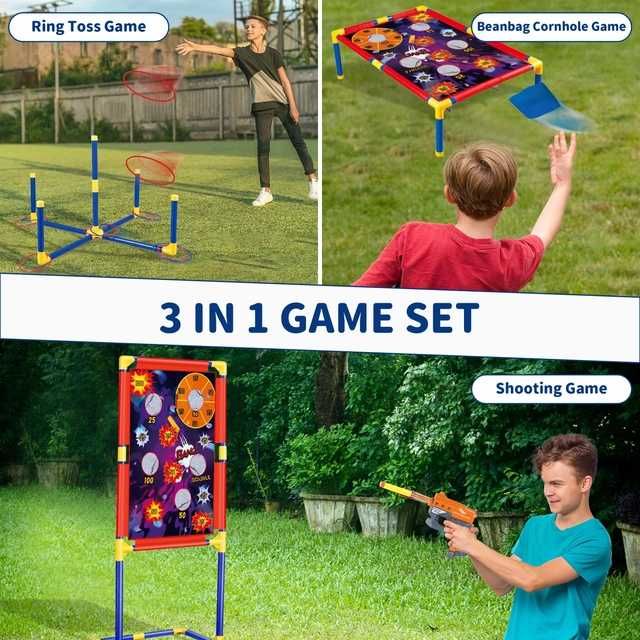 Set de jocuri 3-in-1: Shooting Game, BeanBag Toss & Ring Toss