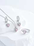 Set bijuterii inel cercei colier inima roz tip Pandora cristale