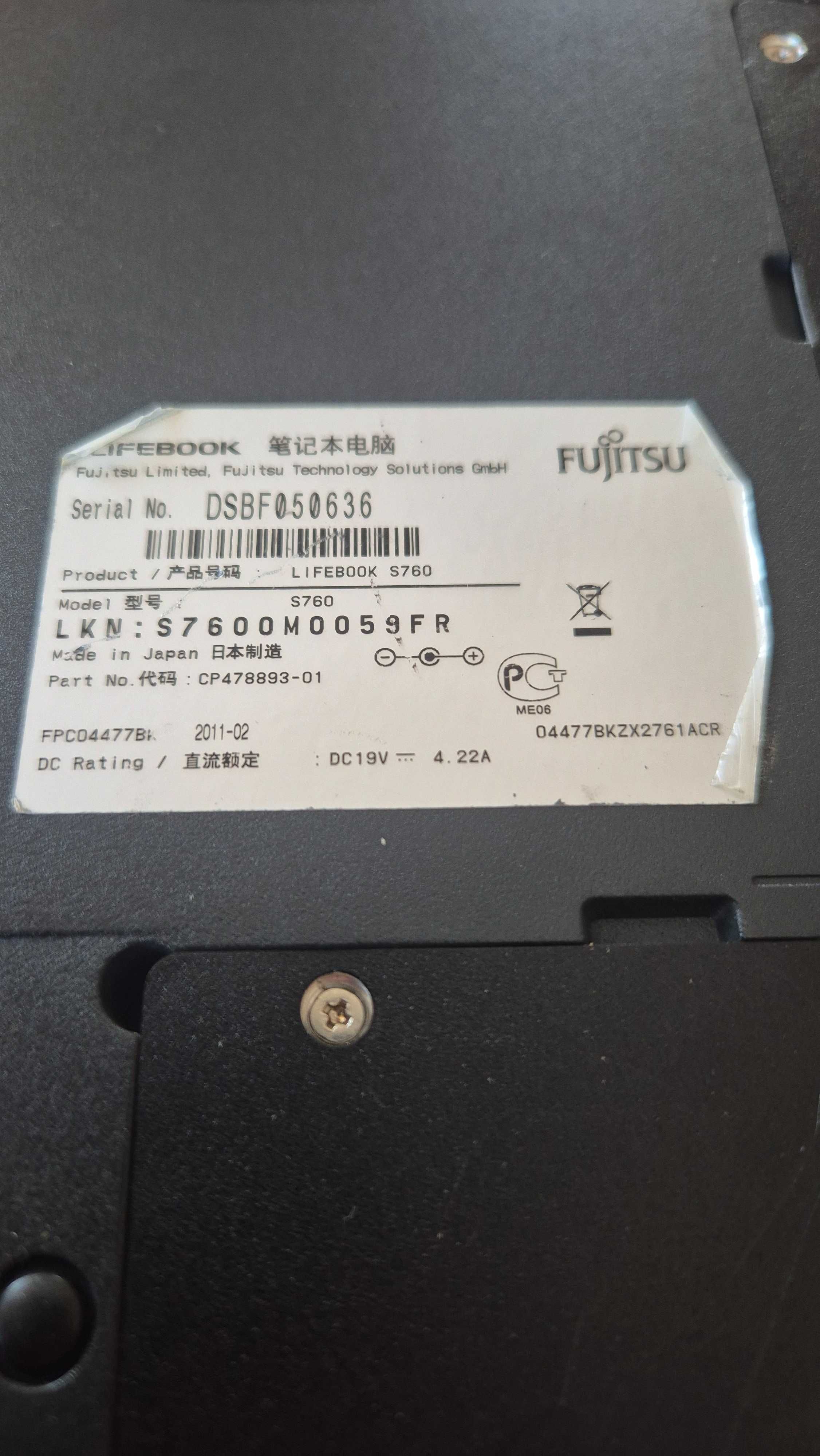 Fujitsu lifebook 760 i5 8gb ram 256ssd