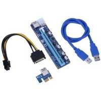 Card Riser pentru mining PCIE x1-x16, 006c, cablu PCIE 6pin - SATA