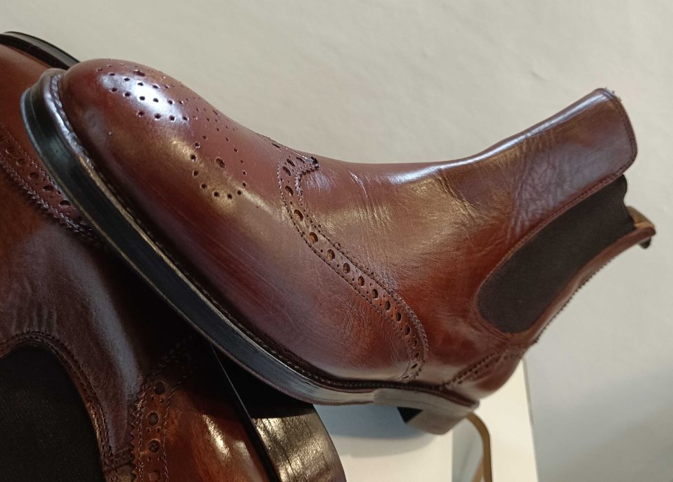 Ghete chelsea brogue 40.5 41 premium Navyboot piele naturala moale