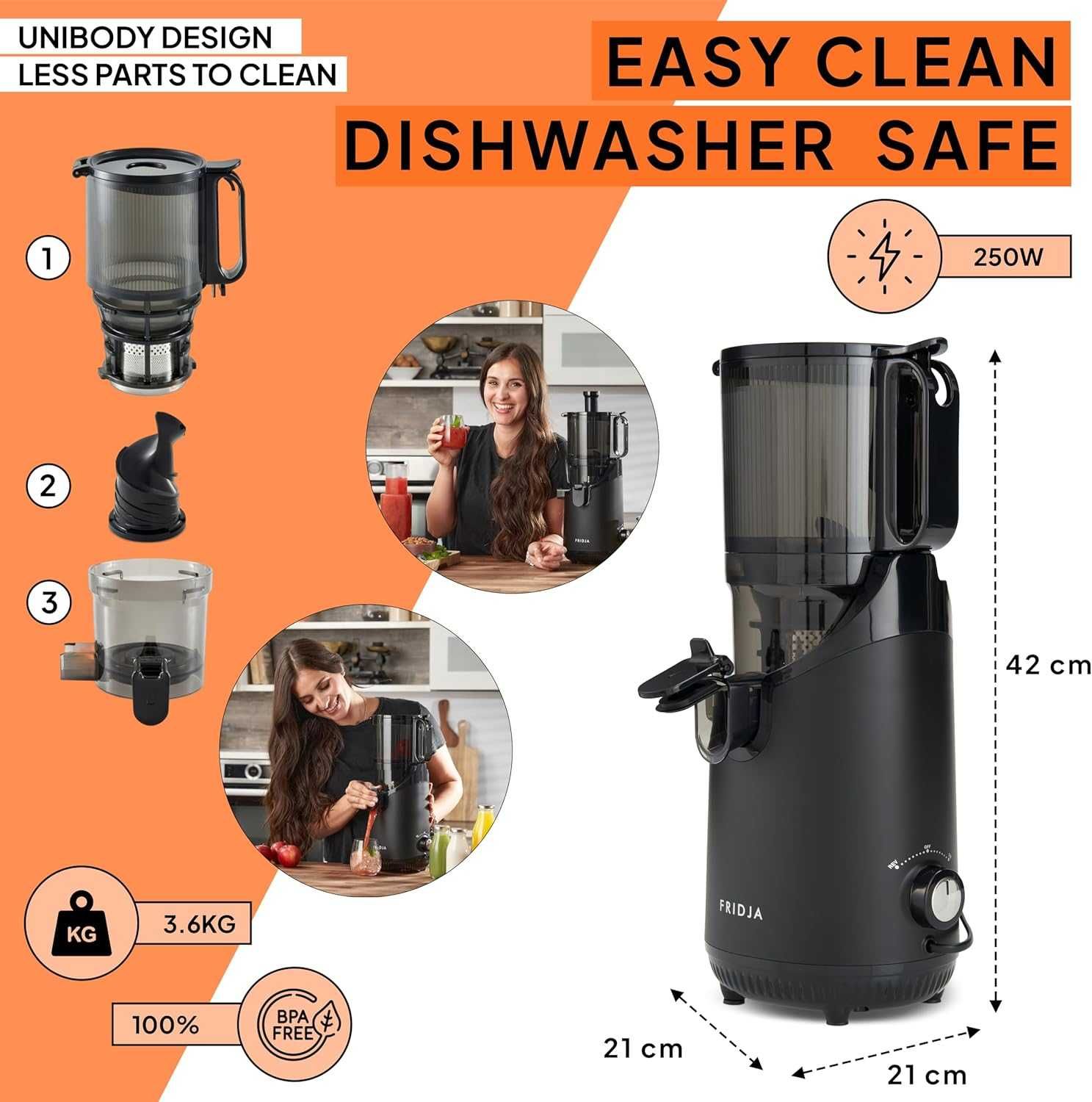 Бавнооборотна сокоизстисквачка Fridja (F2500) 250W 1.8L