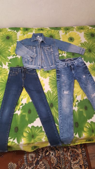 Джинсы и джинсовая курточка на девочку