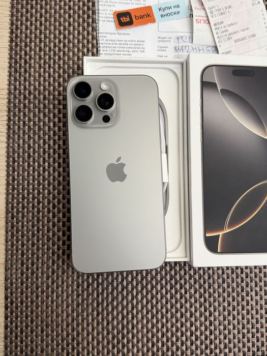 КАТО НОВ! *ЛИЗИНГ* iPhone 16 Pro Max 256Gb Natural Titanium / 24М Гар