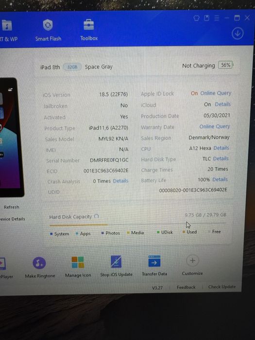 Ipad 8 32gb WiFi -ireprosabil -mentiuni