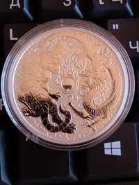 Сребърна монета "Dragon & Tiger", 1 oz, 2018 година