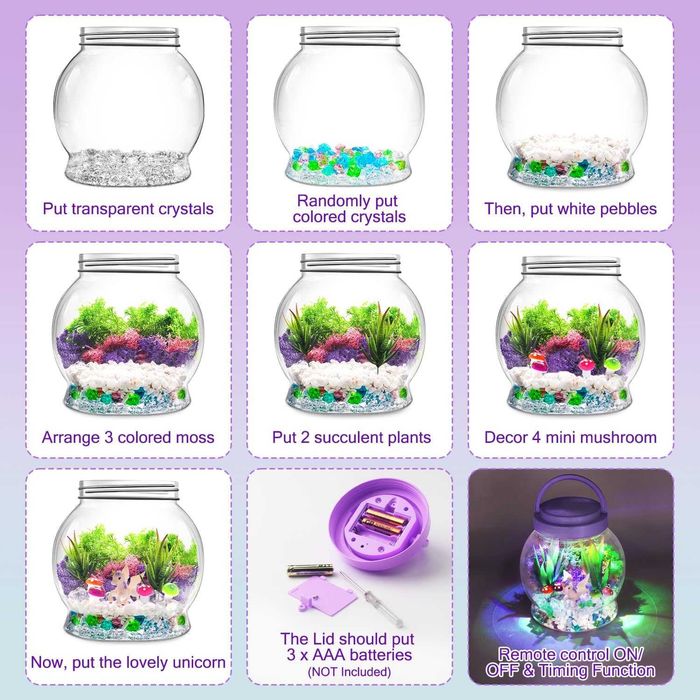 DIY творчески комплект – светещ териариум с еднорог и дистанционно