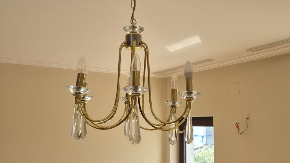 Candelabru alama si cristal 6 becuri