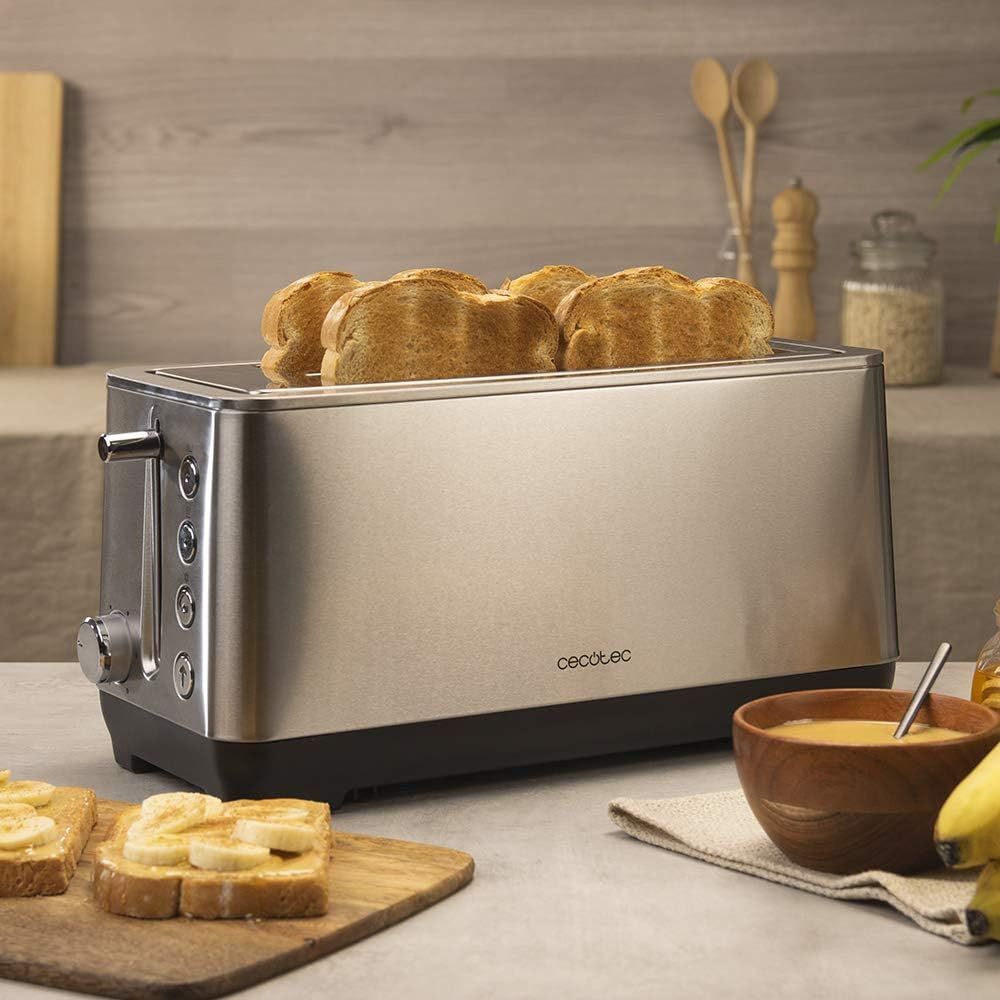 Prajitor paine inox Cecotec 1600W, 4 felii, sloturi late | 030861
