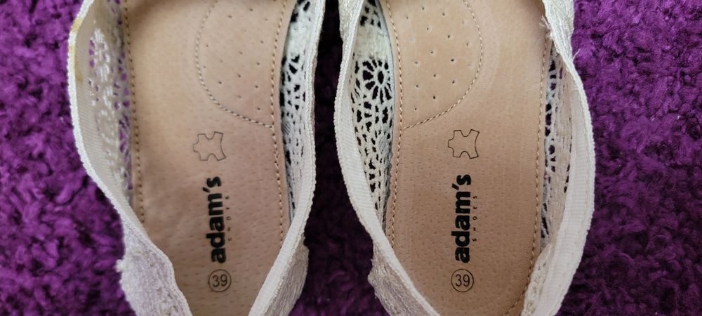 Espadrile din dantela ecru noi 39