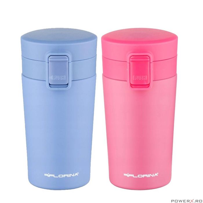 Cana termica, termos din inox, albastru, capacitate 280 ml, Florina