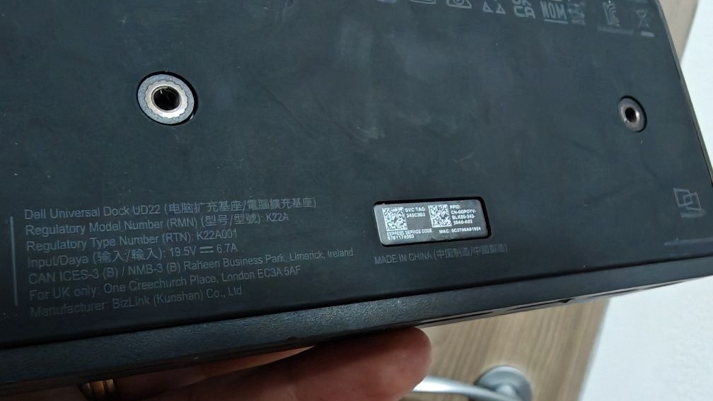 DELL Universal Dock - UD22 Tip dock Thunderbolt