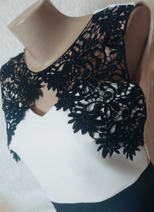 Rochie alb cu negru, L