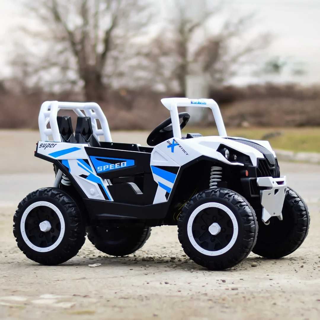 UTV electric Kinderauto RSR 4x 30w 12V cu roti moi, scaun tapitat Blue