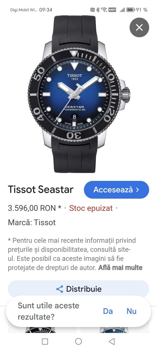 Ceas Tissot Seastar Automatic  Diver 300 m