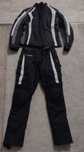 Costum Motocileta scuter atv Negru/alb S-M Aerisiri cu fermoar