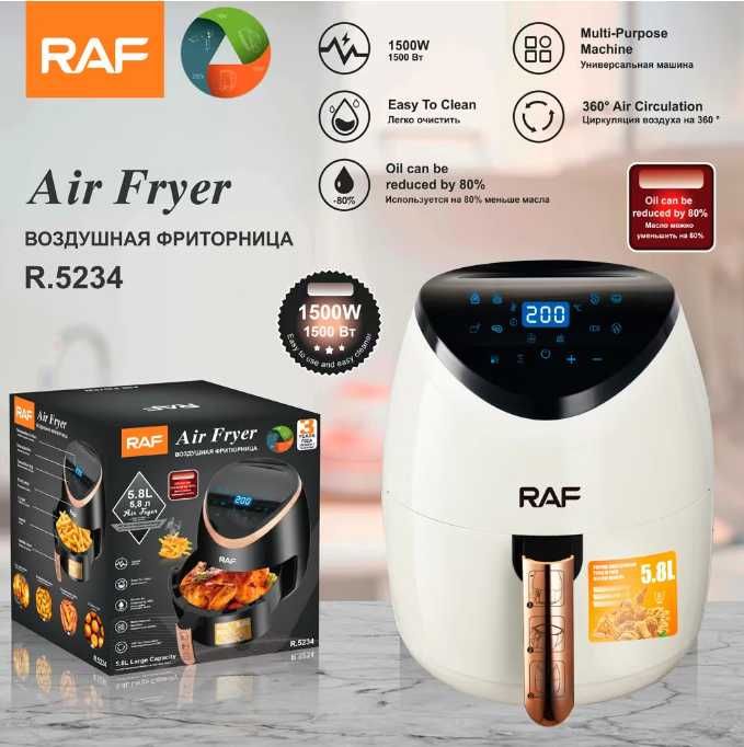 Friteuza Air Fryer RAF,Touchscreen digital, 5.8L, 1500W