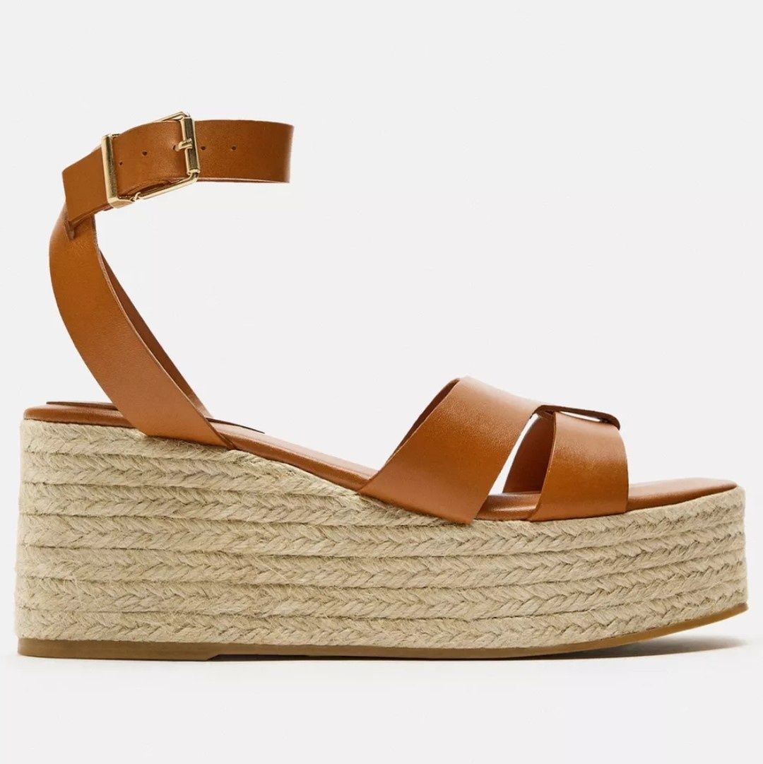 ZARA нови кожени сандали с платформа + MANGO кожени сандали