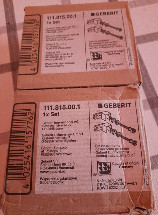 Set de elemente de ancorare pe perete GEBERIT nou-transport gratuit