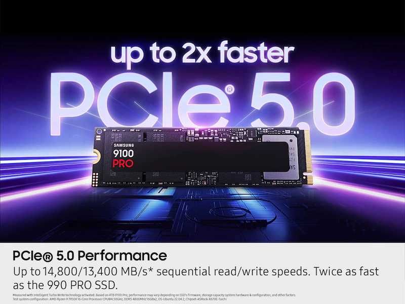 Новый SSD NVMe Samsung 9100 PRO 2TB. PCIe 5.0, Скорость до 14,800 MBps