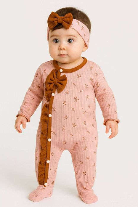 Бебешки гащеризон с панделка и шапка