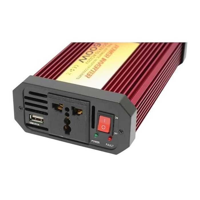Invertor de tensiune 12V-220V, 600W, cu port USB, Germania, nou.