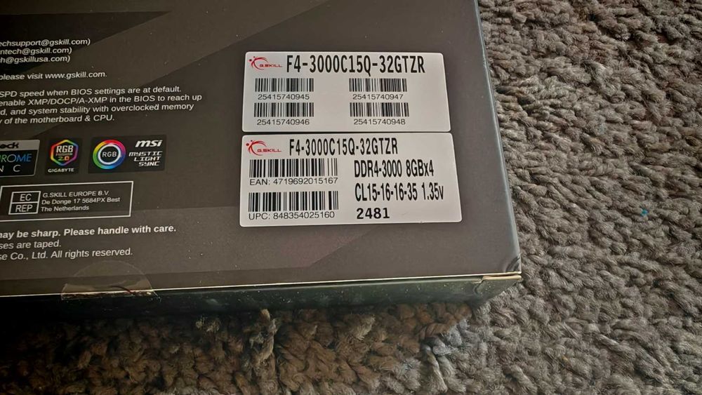 НОВА ! Рам памет G.Skill Trident Z RGB 4x8GB 32GB DDR4 3000MHZ