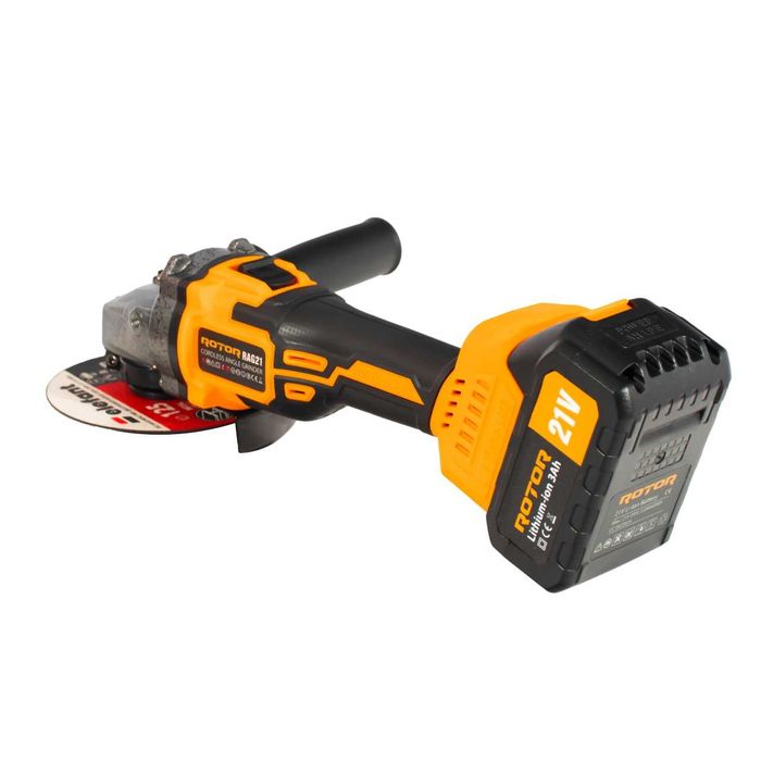 Polizor unghiular pe acumulator ROTOR RAG21 21V/3 Ah,820 W