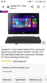 Laptop 2 in 1 ,Acer Aspire 10 e