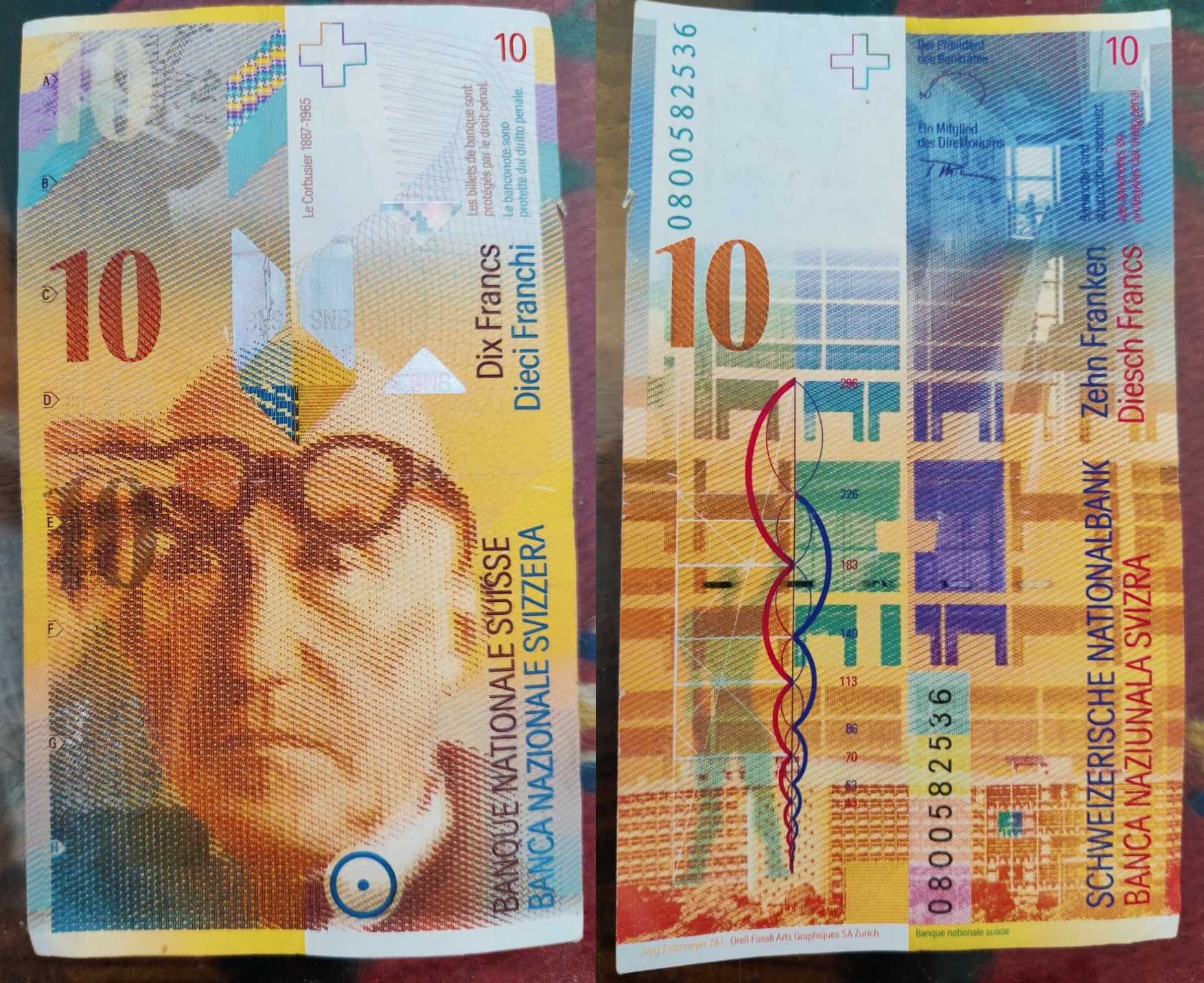 bancnota 10 franci elvetieni