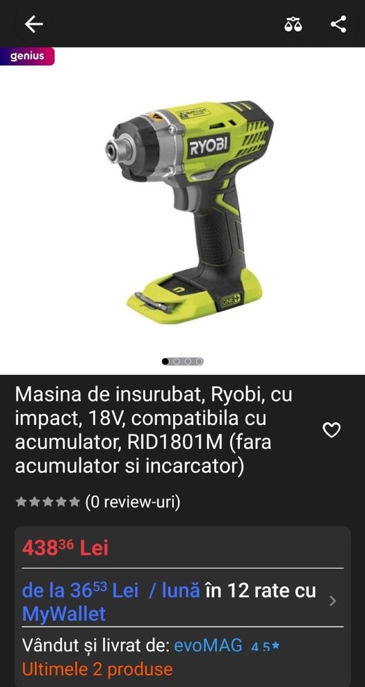 MDM vinde: autofiletanta Ryobi RID1801+acumulator 5AH